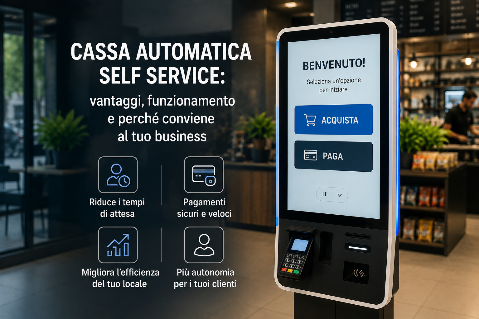Cassa automatica self-service per ristoranti e bar: come funziona e perché conviene davvero